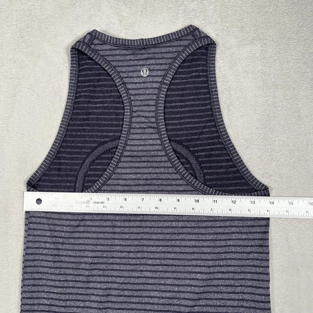 Lululemon Swiftly Tech Tank Top Stripe Heather Gray/Black Size 4 Racerback